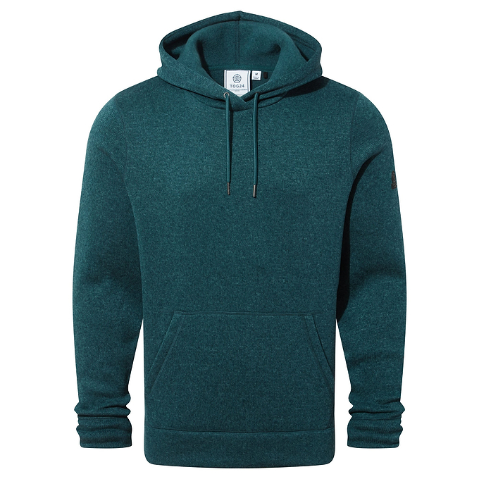 Mosby Mens Knitlook Fleece Hoody - Petrol Green Marl