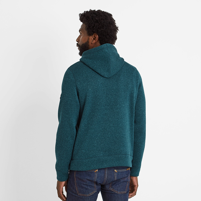 Mosby Mens Knitlook Fleece Hoody - Petrol Green Marl