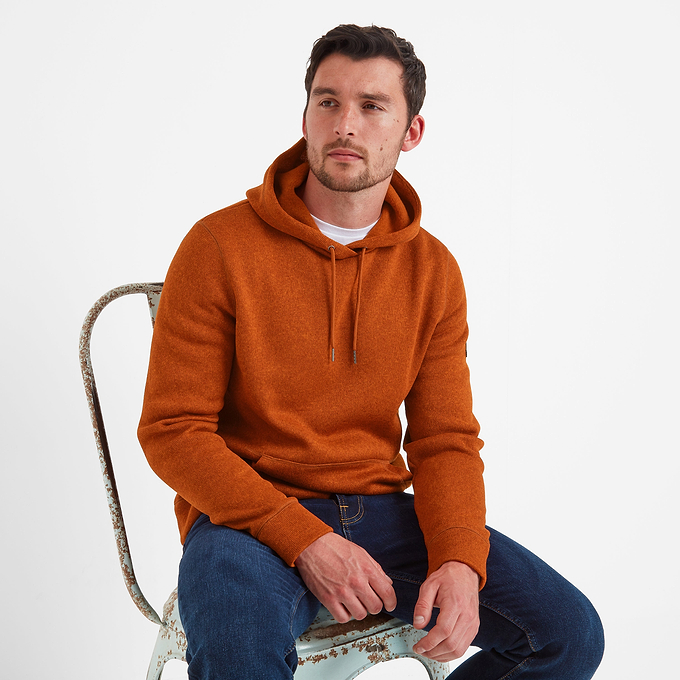 Mosby Mens Knitlook Fleece Hoody - Cinnamon Marl