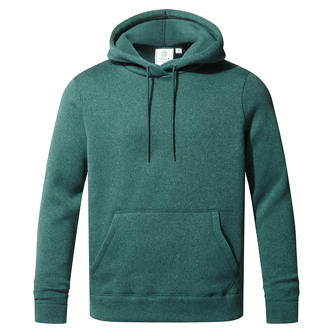 Mosby Mens Knitlook Fleece Hoody - Dark Turquoise Marl