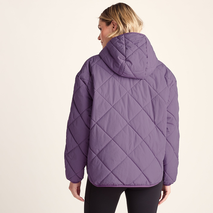 Nanford Womens Oversized Shower Resistant Diamond Quilted Jacket - Orchid