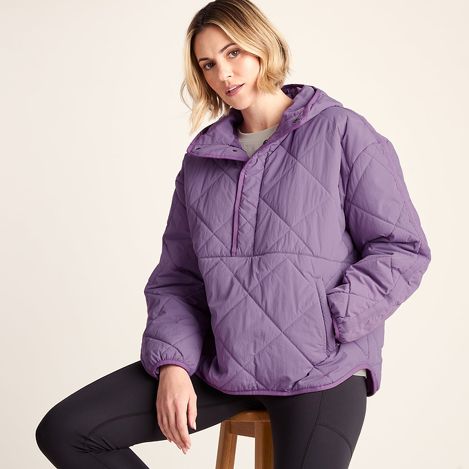 Nanford Womens Oversized Shower Resistant Diamond Quilted Jacket - Orchid