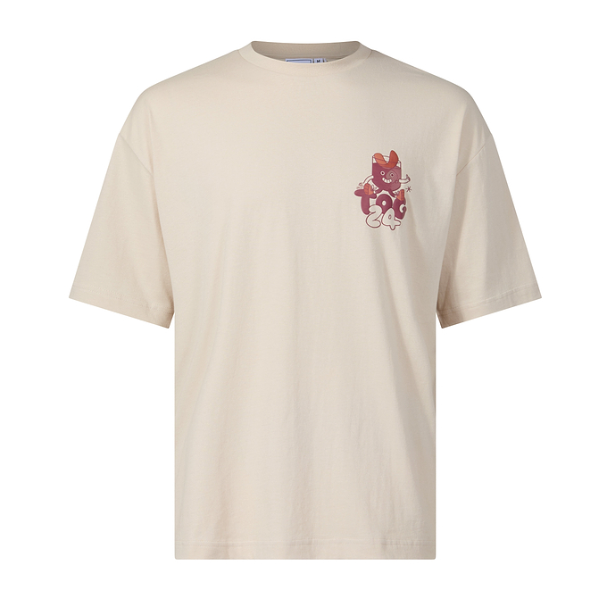 Negroni Mens Relaxed Fit 100% Cotton Supersoft Hattie Clark T-Shirt - Warm Cloud