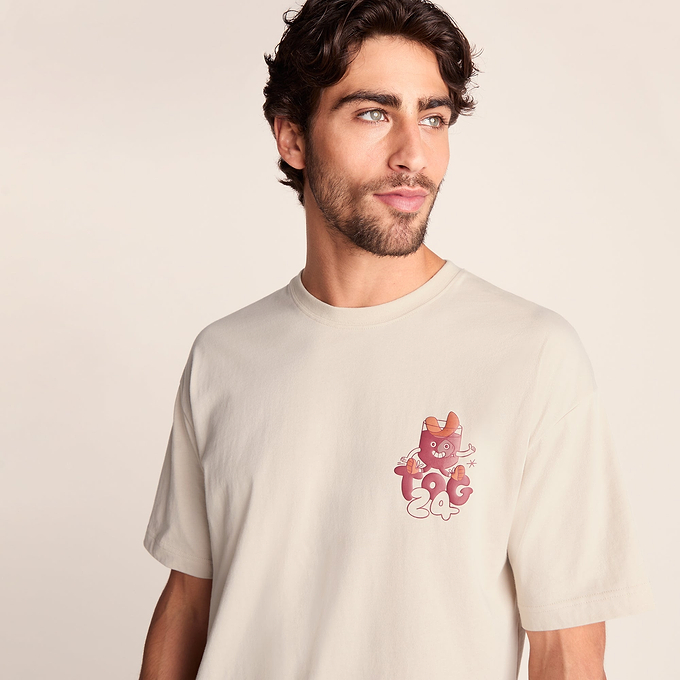 Negroni Mens Relaxed Fit 100% Cotton Supersoft Hattie Clark T-Shirt - Warm Cloud