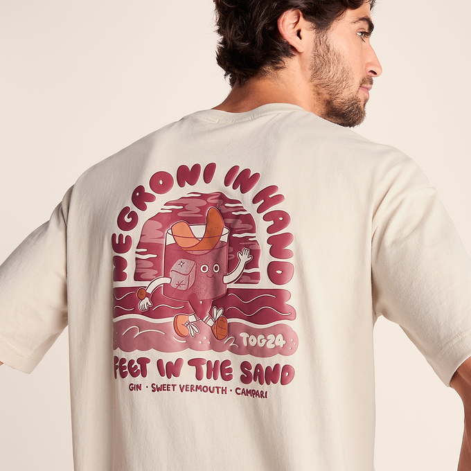 Negroni Mens Relaxed Fit 100% Cotton Supersoft Hattie Clark T-Shirt - Warm Cloud