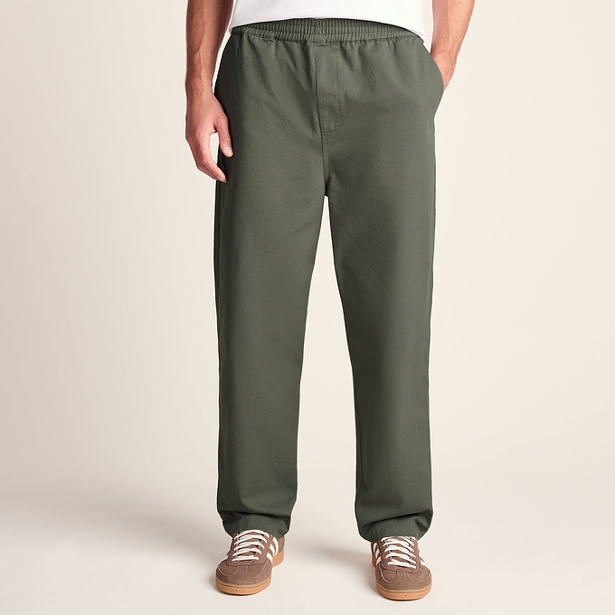 Nelson Mens Relaxed Fit 100% Cotton Heavyweight Straight Leg Trousers - Faded Khaki