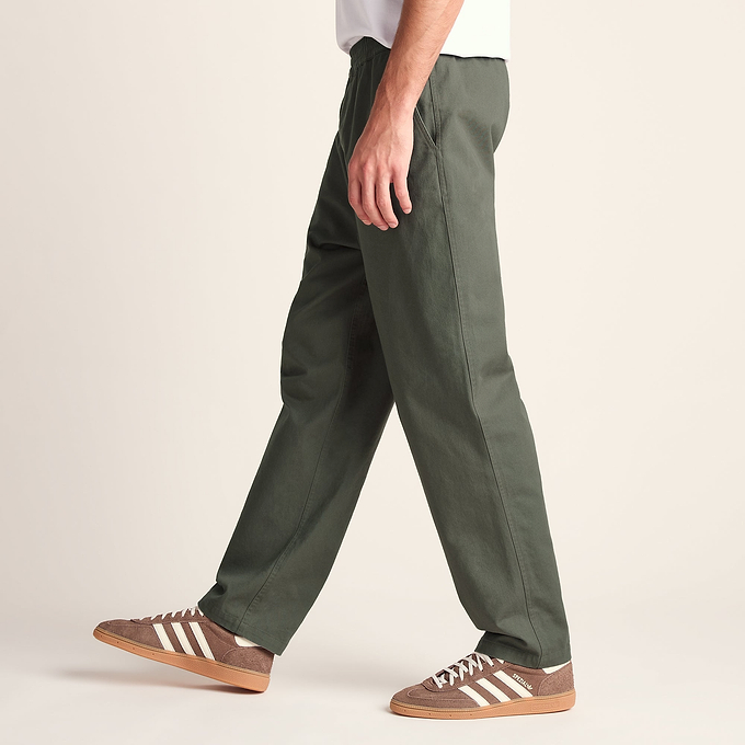 Nelson Mens Relaxed Fit 100% Cotton Heavyweight Straight Leg Trousers - Faded Khaki