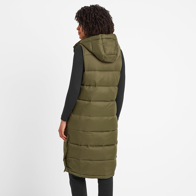 Newall Womens Long Padded Gilet - Khaki