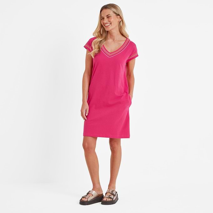 Nicolette Womens Jersey  Dress - Magenta Pink