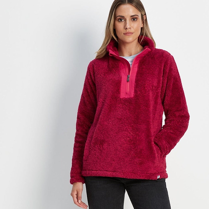 Norrell Womens Teddy Half Zip Fleece - Raspberry Marl