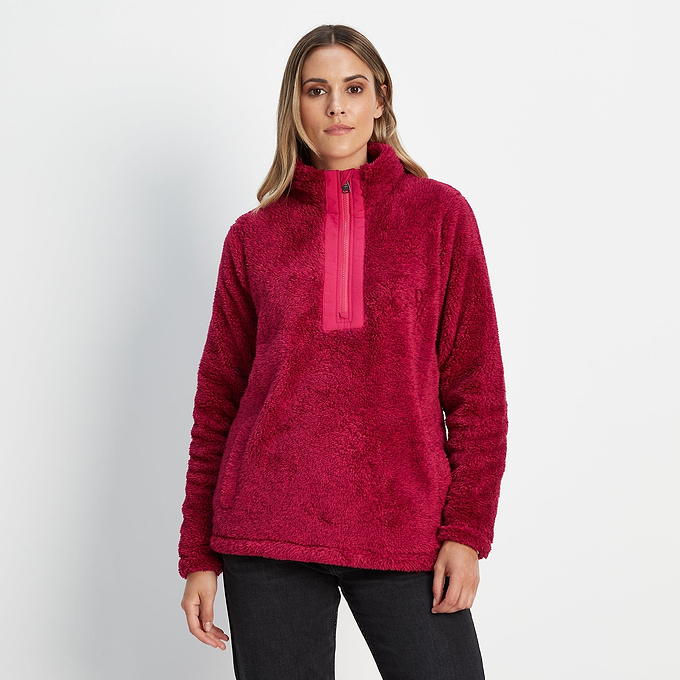 Norrell Womens Teddy Half Zip Fleece - Raspberry Marl