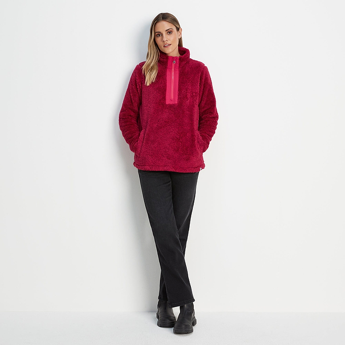Norrell Womens Teddy Half Zip Fleece - Raspberry Marl