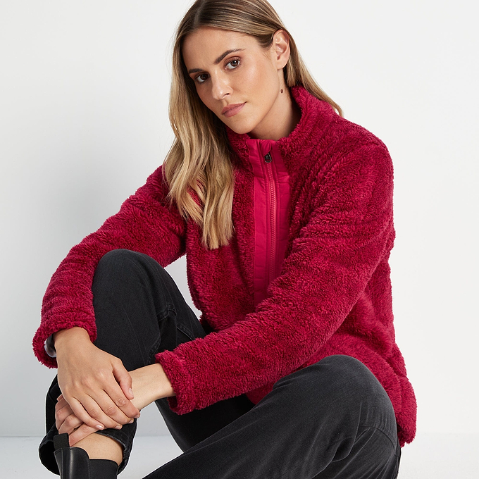 Norrell Womens Teddy Half Zip Fleece - Raspberry Marl