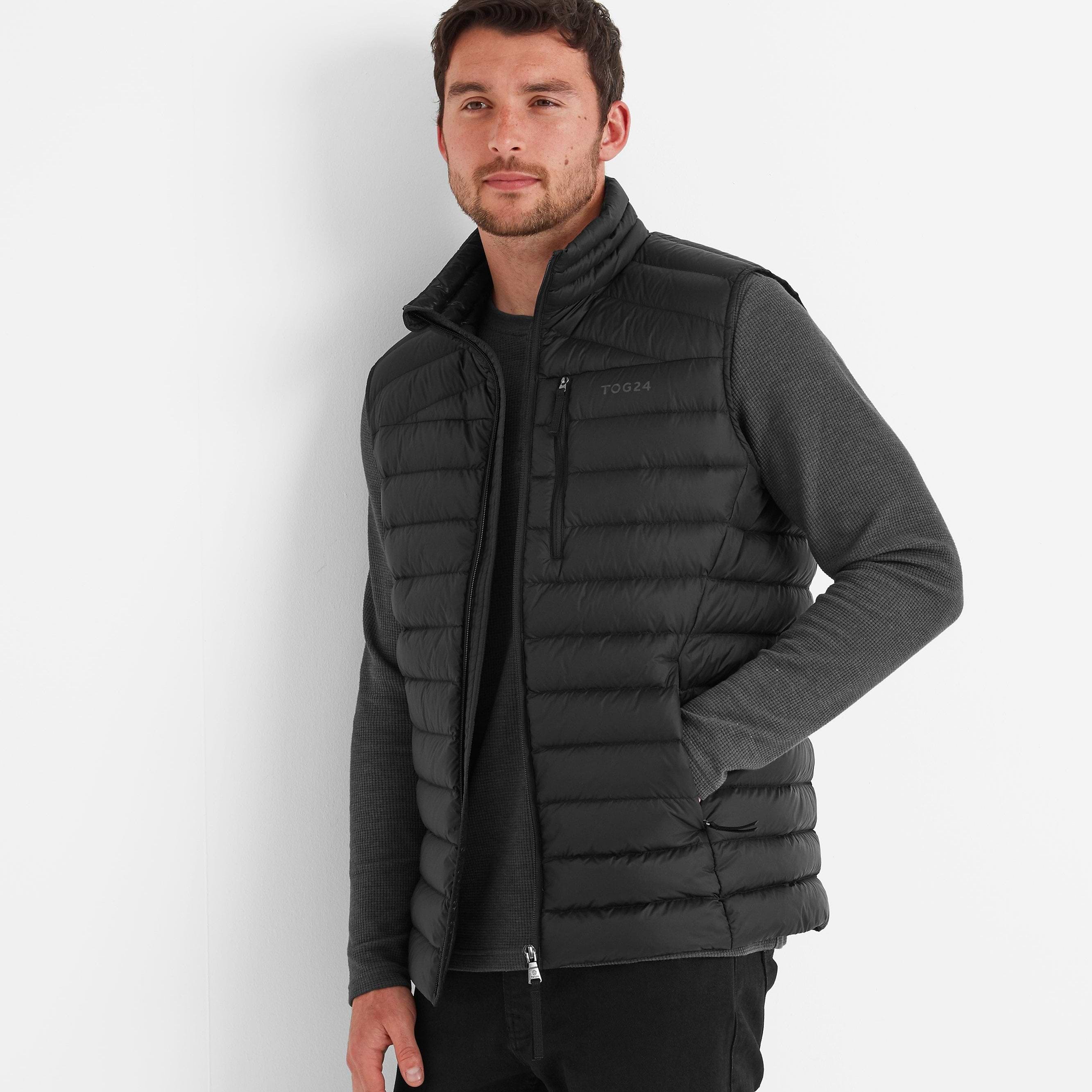 North RDS Mens Gilet in Black | Ribbed Design | TOG24