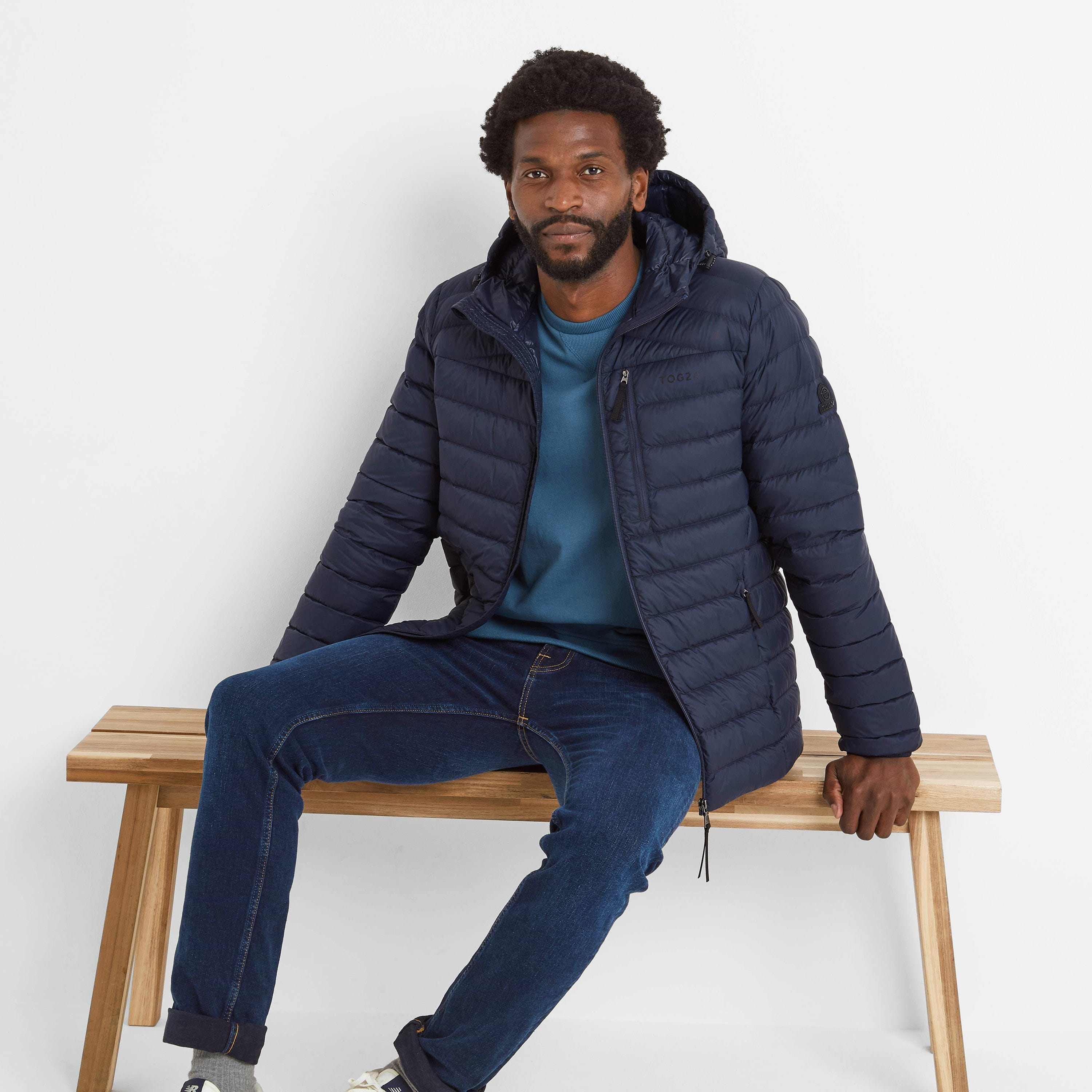 Mens navy hooded jacket best sale