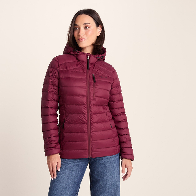 North Womens Down Hooded Jacket - Burgundy