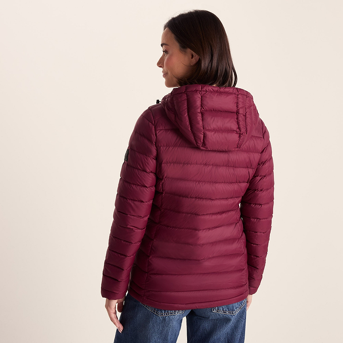 North Womens Down Hooded Jacket - Burgundy