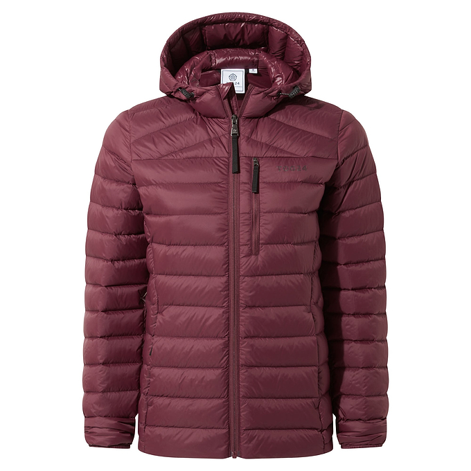 North Womens Down Hooded Jacket - Burgundy