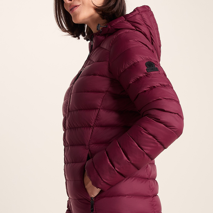 North Womens Down Hooded Jacket - Burgundy