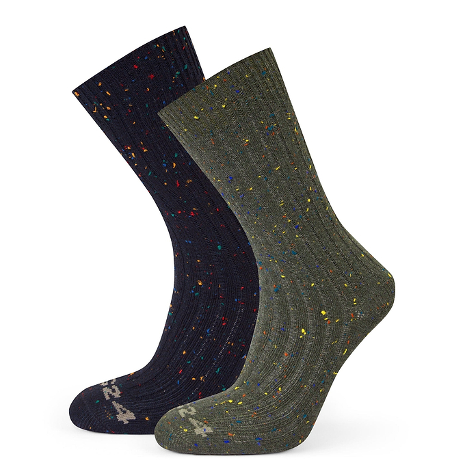 Opora 2Pack Mens Trek Socks - Khaki/Dark Indigo