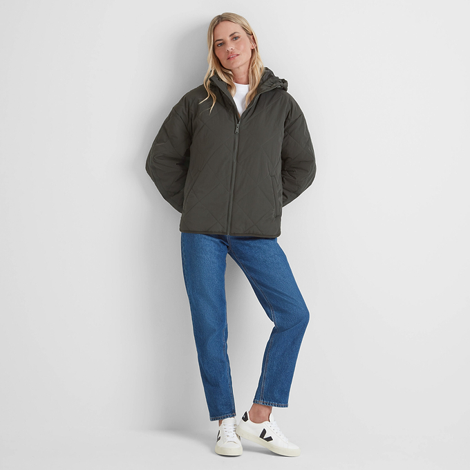 Orford Womens Hooded Packaway Padded Jacket - Washed Black