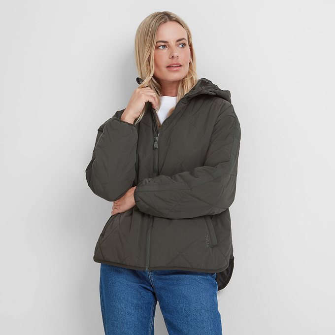 Orford Womens Hooded Packaway Padded Jacket - Washed Black
