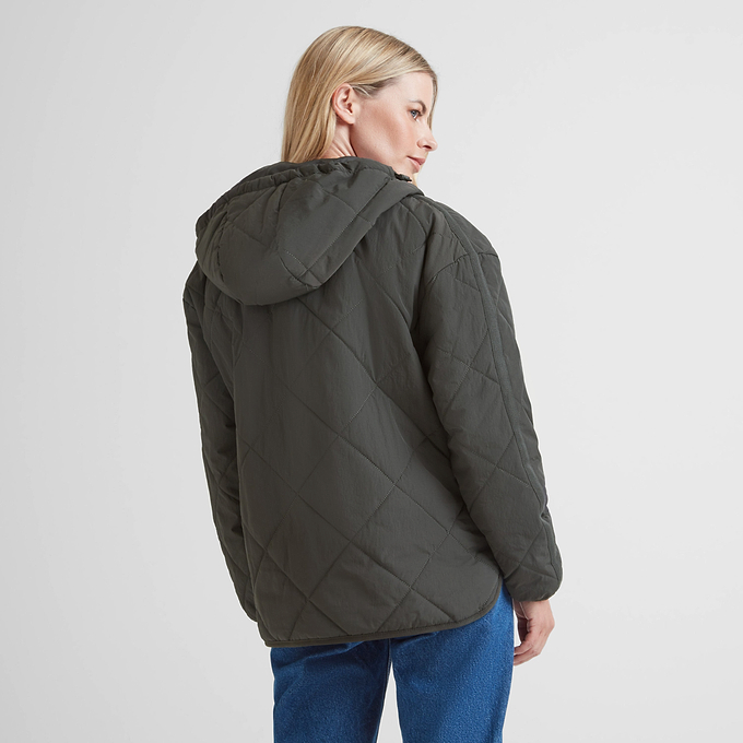 Orford Womens Hooded Packaway Padded Jacket - Washed Black