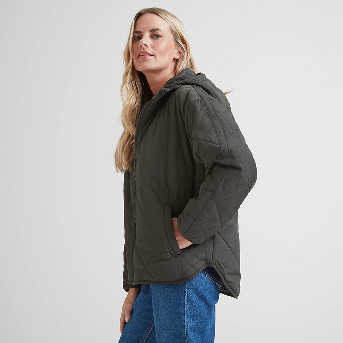 Orford Womens Hooded Packaway Padded Jacket - Washed Black