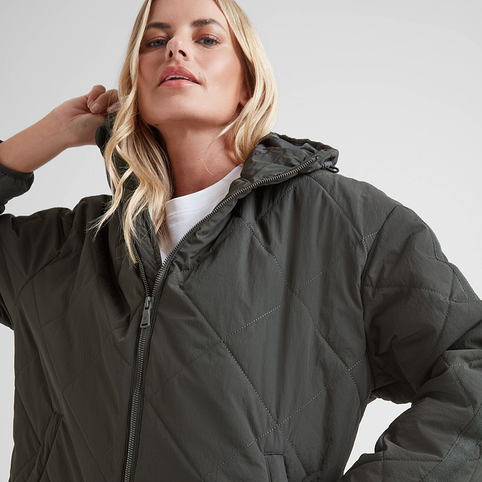 Orford Womens Hooded Packaway Padded Jacket - Washed Black