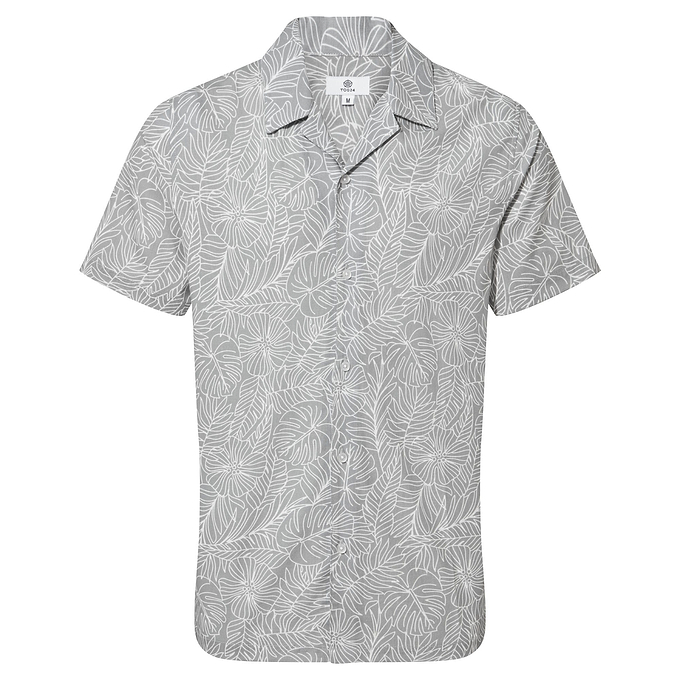 Otto Mens Short Sleeve  Shirt - Light Grey Tropical Print