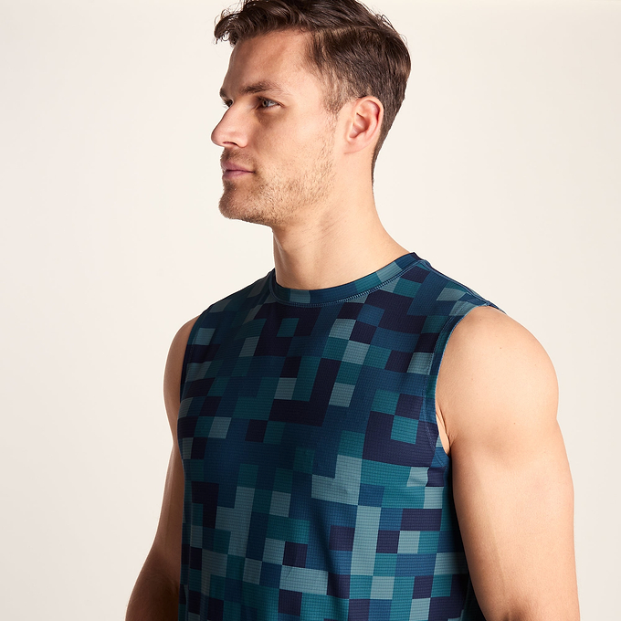Pablo Mens Performance Vest - Inky Blue Pixel Print