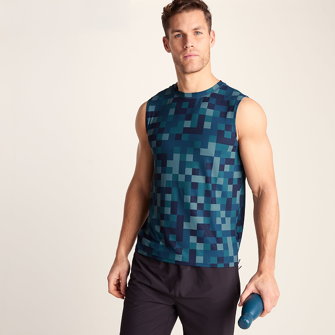 Pablo Mens Performance Vest - Inky Blue Pixel Print