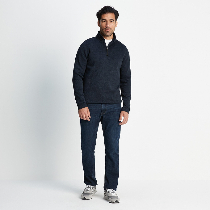 Pearson Mens Knitlook Quarter Zip Fleece - Dark Indigo Marl