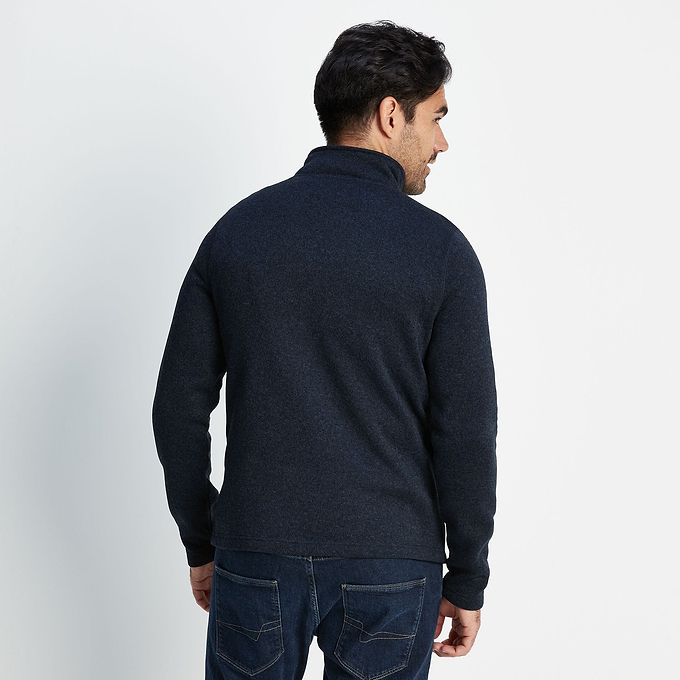 Pearson Mens Knitlook Quarter Zip Fleece - Dark Indigo Marl
