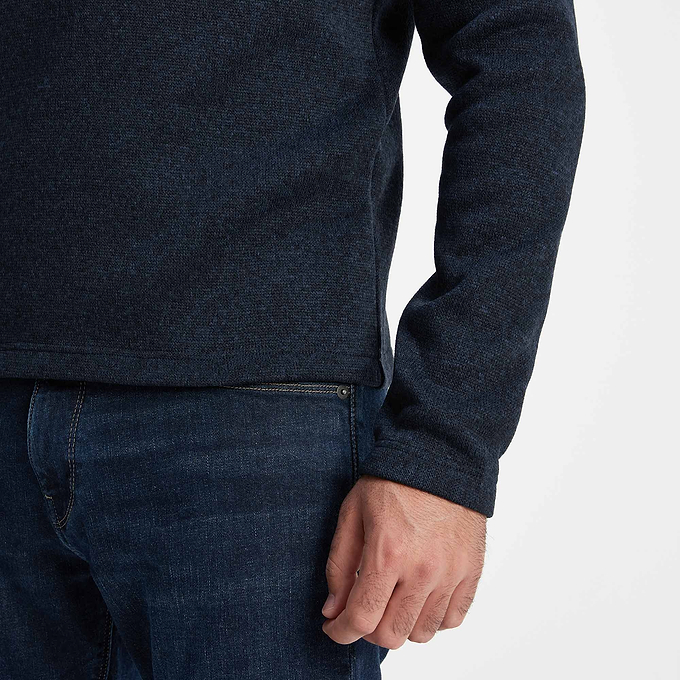 Pearson Mens Knitlook Quarter Zip Fleece - Dark Indigo Marl