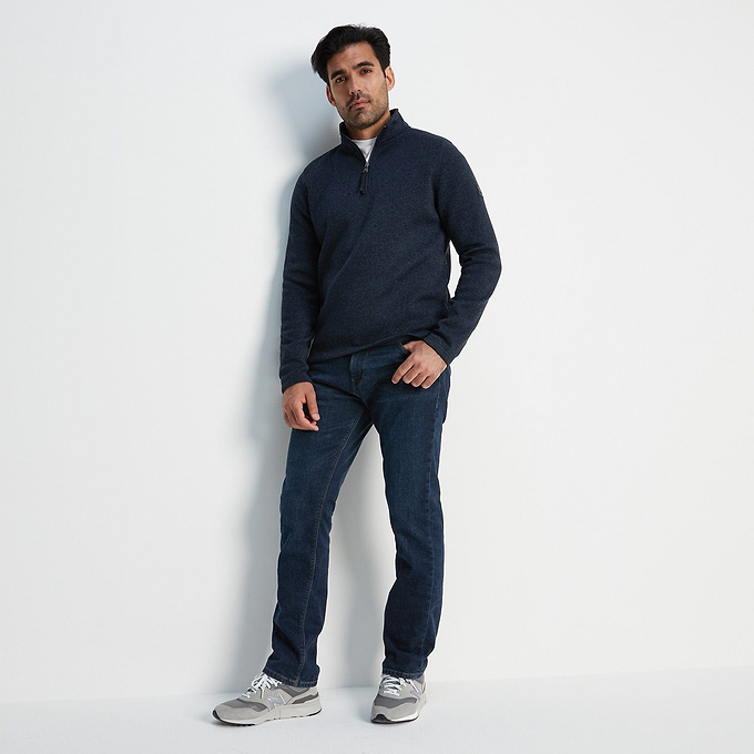 Pearson Mens Knitlook Quarter Zip Fleece - Dark Indigo Marl