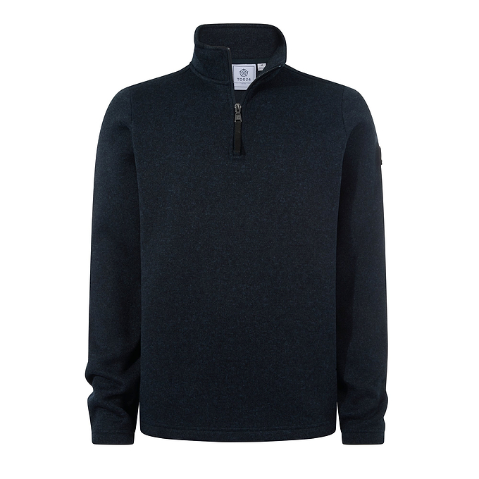 Pearson Mens Knitlook Quarter Zip Fleece - Dark Indigo Marl