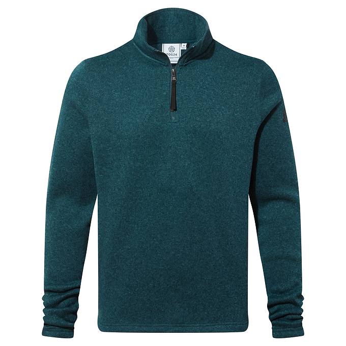 Pearson Mens Knitlook Fleece Zipneck - Petrol Green Marl