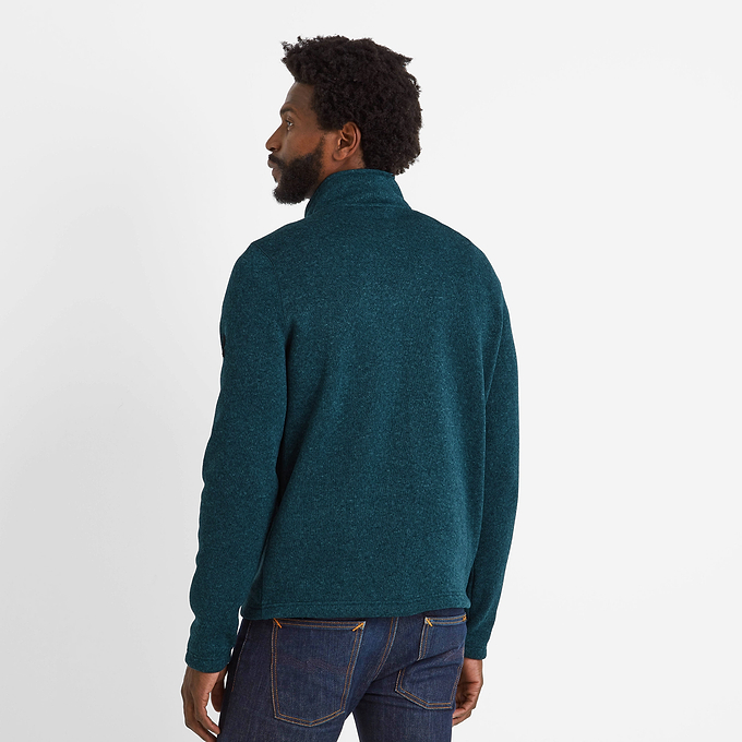 Pearson Mens Knitlook Fleece Zipneck - Petrol Green Marl