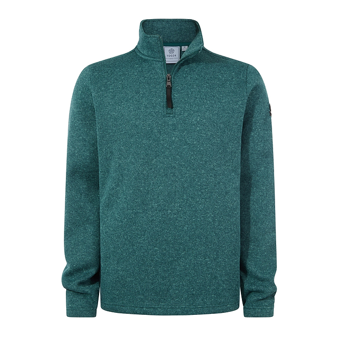 Pearson Mens Knitlook Quarter Zip Fleece - Dark Turquoise Marl