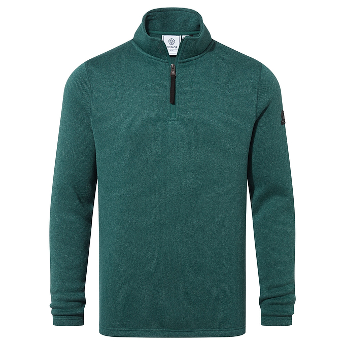 Pearson Mens Knitlook Quarter Zip Fleece - Dark Turquoise Marl