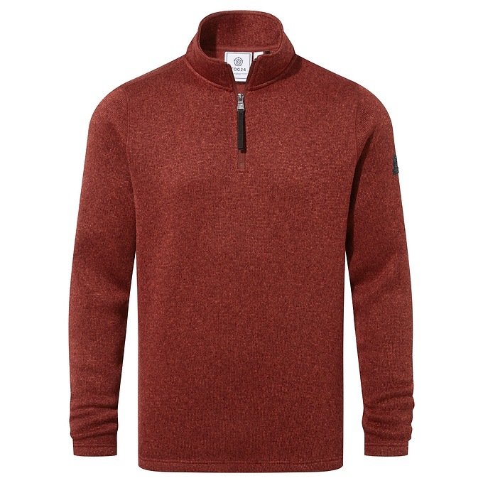Pearson Mens Knitlook Quarter Zip Fleece - Clay Marl