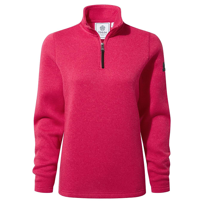 Pearson Womens Knitlook Quarter Zip Fleece - Magenta Pink Marl