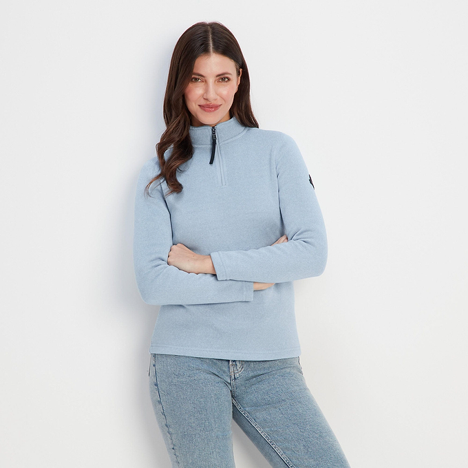 Pearson Womens Knitlook Quarter Zip Fleece - Ice Blue Marl