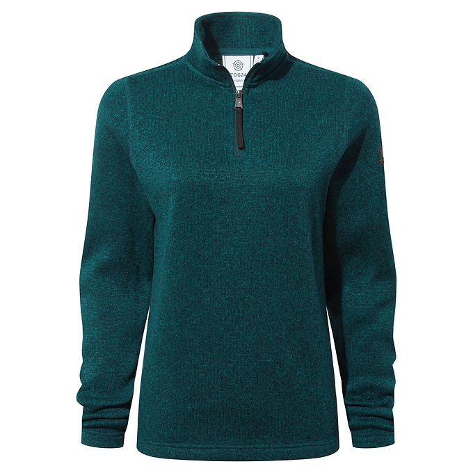 Pearson Womens Knitlook Fleece Zipneck - Deep Teal Marl