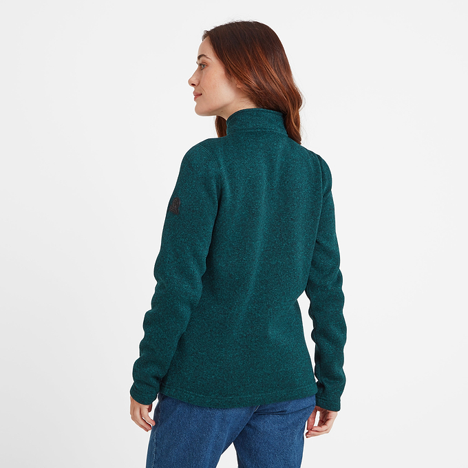 Pearson Womens Knitlook Fleece Zipneck - Deep Teal Marl