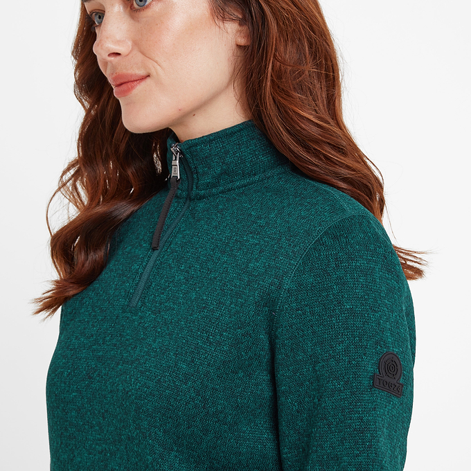 Pearson Womens Knitlook Fleece Zipneck - Deep Teal Marl