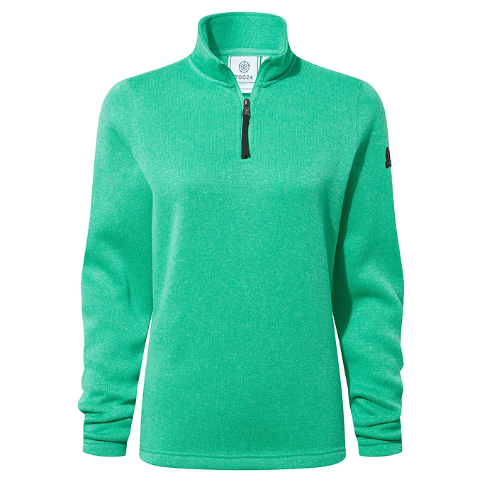 Pearson Womens Knitlook Fleece Zipneck - Jade Marl
