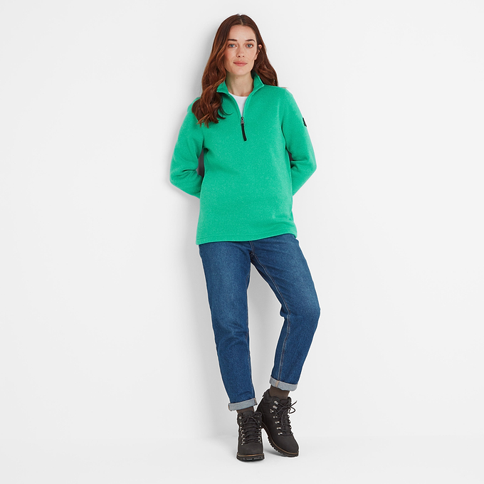 Pearson Womens Knitlook Fleece Zipneck - Jade Marl