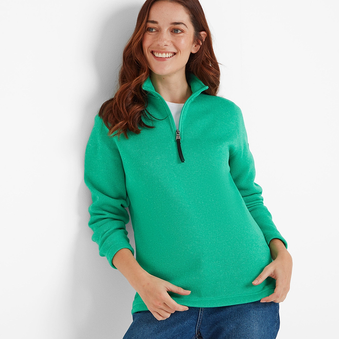 Pearson Womens Knitlook Fleece Zipneck - Jade Marl